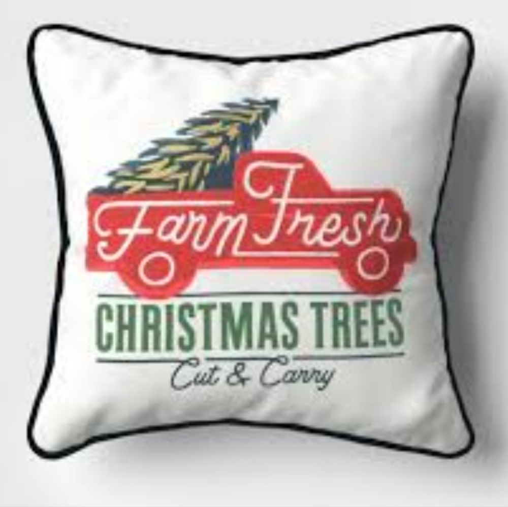 Set of 2 16x16 Farm Fresh Christmas Tree/Plaid Holiday Pillows